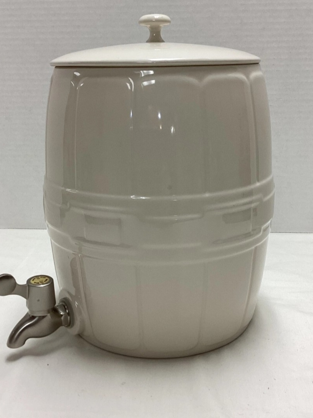 Longaberger Cream Glazed Ceramic Beverage Dispenser with Spigot